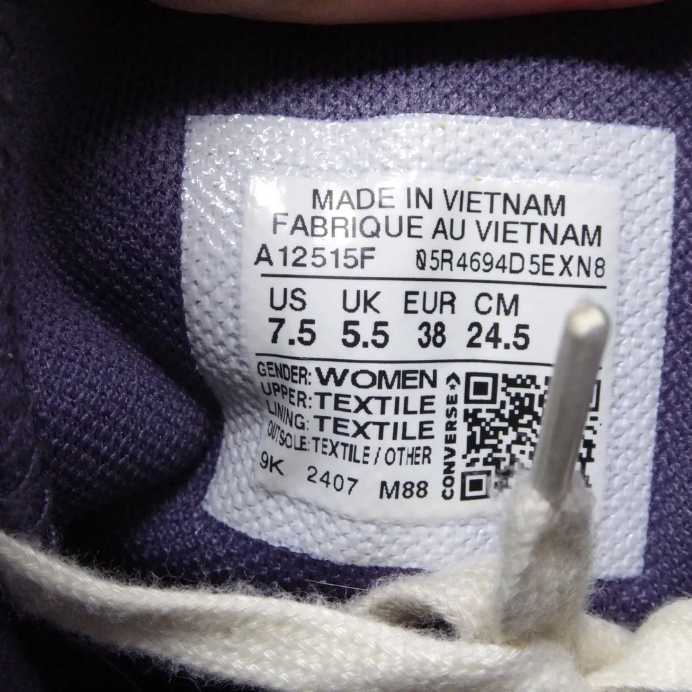 Converse Women Shoes Purple Chuck Taylor All Star High Top Beaded A12515F 7.5 - Picture 9 of 10